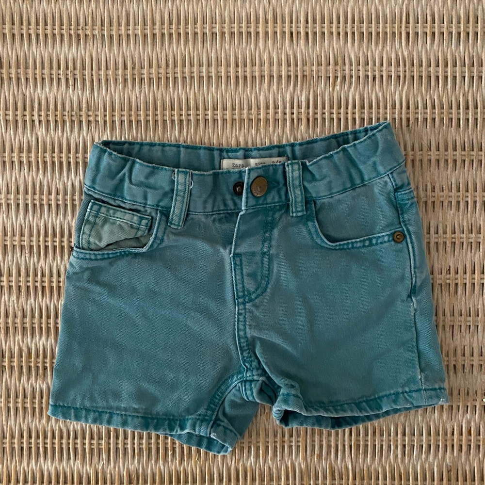 Zara baby boy teal jean shorts